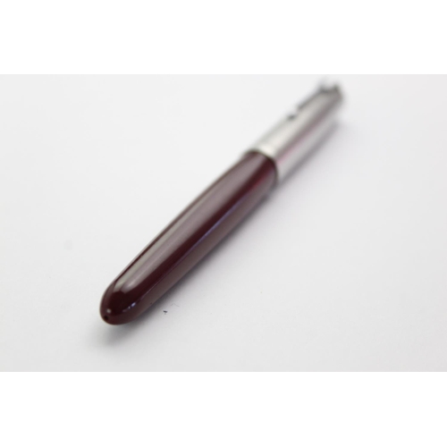 499 - Vintage PARKER 51 Burgundy FOUNTAIN PEN w/ Brushed Steel Cap WRITING Boxed