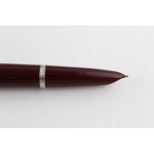 499 - Vintage PARKER 51 Burgundy FOUNTAIN PEN w/ Brushed Steel Cap WRITING Boxed