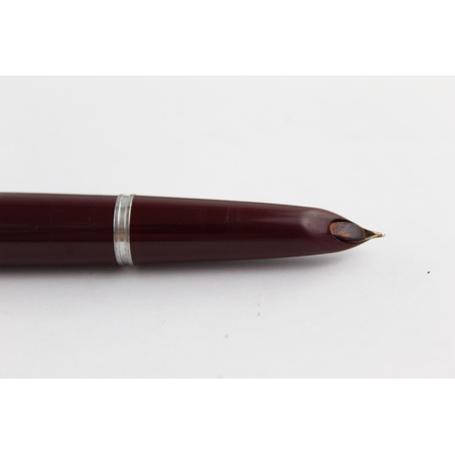 499 - Vintage PARKER 51 Burgundy FOUNTAIN PEN w/ Brushed Steel Cap WRITING Boxed