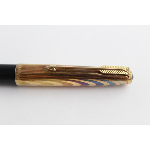 504 - Vintage PARKER 61 Black FOUNTAIN PEN w/ Rolled Gold Cap WRITING