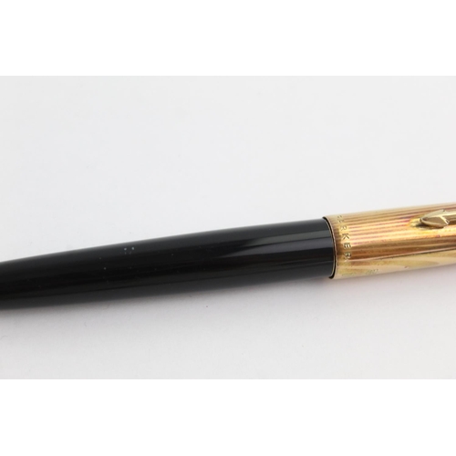 504 - Vintage PARKER 61 Black FOUNTAIN PEN w/ Rolled Gold Cap WRITING