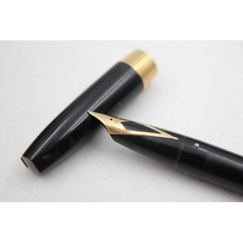 505 - Vintage SHEAFFER PFM Pen For Men Black FOUNTAIN PEN w/ 14ct Gold Nib WRITING