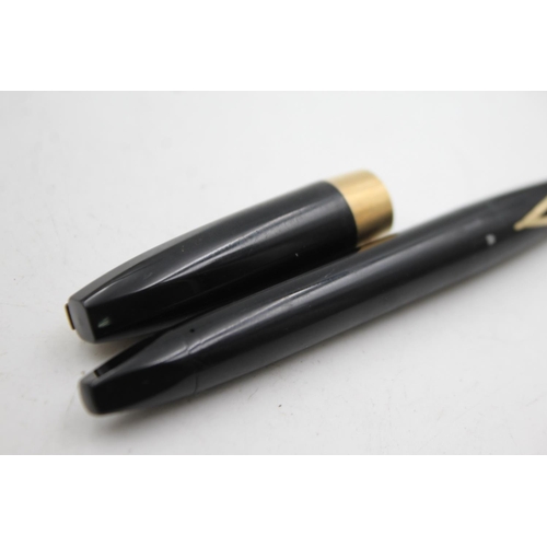 505 - Vintage SHEAFFER PFM Pen For Men Black FOUNTAIN PEN w/ 14ct Gold Nib WRITING