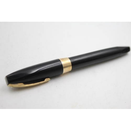 505 - Vintage SHEAFFER PFM Pen For Men Black FOUNTAIN PEN w/ 14ct Gold Nib WRITING