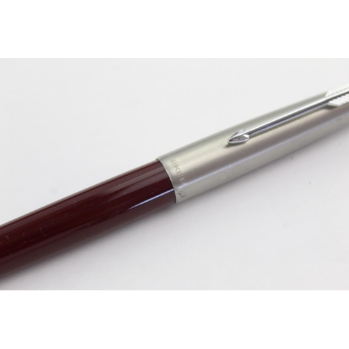 512 - Vintage PARKER 51 Burgundy FOUNTAIN PEN w/ Brushed Steel Cap WRITING Boxed