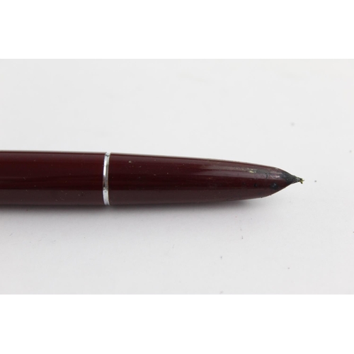 512 - Vintage PARKER 51 Burgundy FOUNTAIN PEN w/ Brushed Steel Cap WRITING Boxed