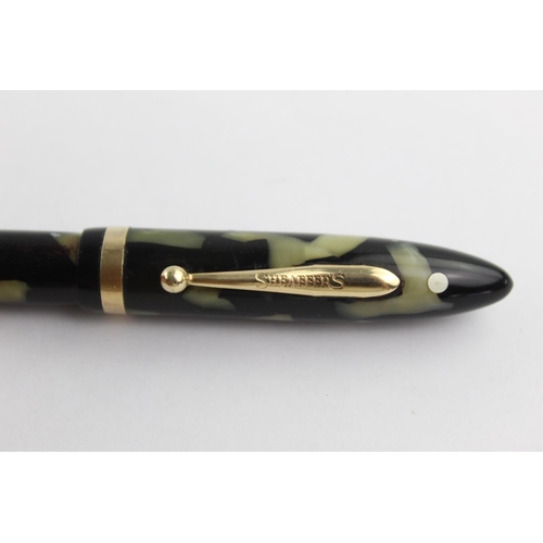 514 - Vintage SHEAFFER Balance 350 Green FOUNTAIN PEN w/ 14ct Gold Nib WRITING