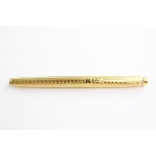 516 - Vintage PARKER 75 Rolled Gold FOUNTAIN PEN w/ 14ct Gold Nib WRITING Boxed (18g)