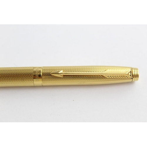 516 - Vintage PARKER 75 Rolled Gold FOUNTAIN PEN w/ 14ct Gold Nib WRITING Boxed (18g)