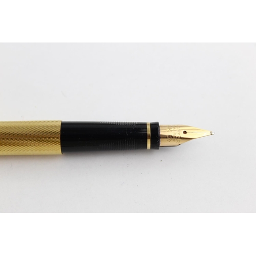 516 - Vintage PARKER 75 Rolled Gold FOUNTAIN PEN w/ 14ct Gold Nib WRITING Boxed (18g)