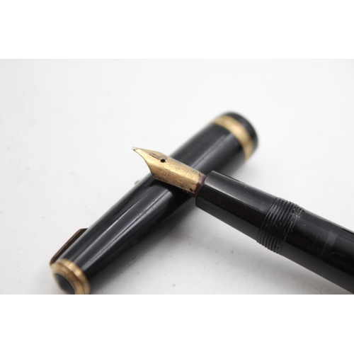 523 - Vintage PARKER Duofold Black FOUNTAIN PEN w/ 14ct Gold Nib WRITING