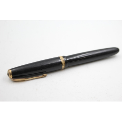 523 - Vintage PARKER Duofold Black FOUNTAIN PEN w/ 14ct Gold Nib WRITING