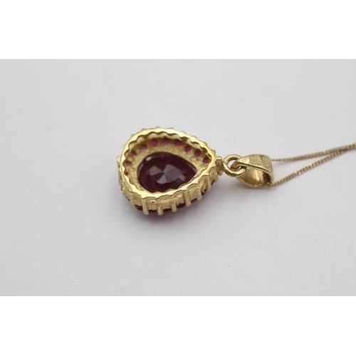 56 - 9ct gold ruby pendant necklace (2.8g)