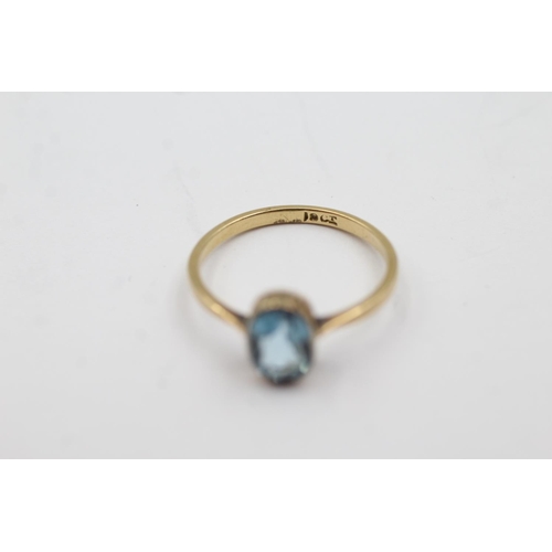 71 - 18ct gold aquamarine solitaire ring (2.1g) Size O