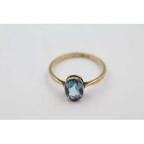 71 - 18ct gold aquamarine solitaire ring (2.1g) Size O