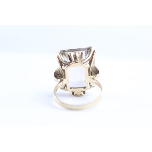 86 - 9ct gold ornate framed smokey quartz dress ring (8.9g) Size O