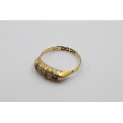 90 - 18ct gold antique diamond & sapphire ring with Birmingham 1863 hallmarks (2.1g) Size M