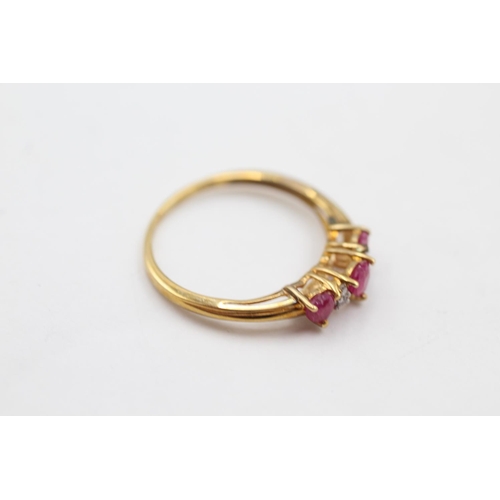 19 - 9ct gold ruby & diamond ring (1.3g) size M