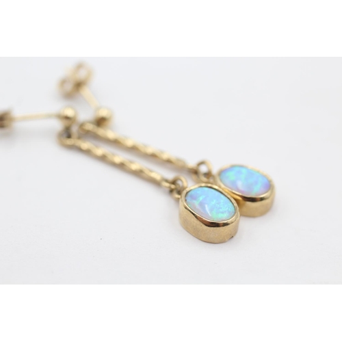 20 - 9ct gold opal drop earrings (2.6g)