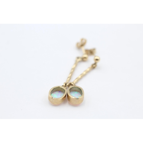 20 - 9ct gold opal drop earrings (2.6g)