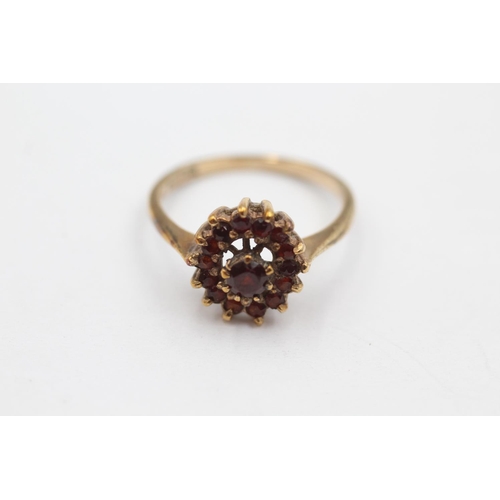 24 - 9ct gold garnet cluster ring (2.8g) size Q