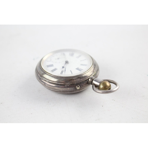 332 - .925 silver cased rare gent's vintage combination open face pocket stopwatch hand wind/pin set hands