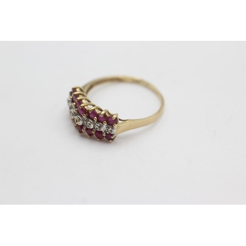 36 - 10ct gold diamond and ruby dress ring (2g) size P