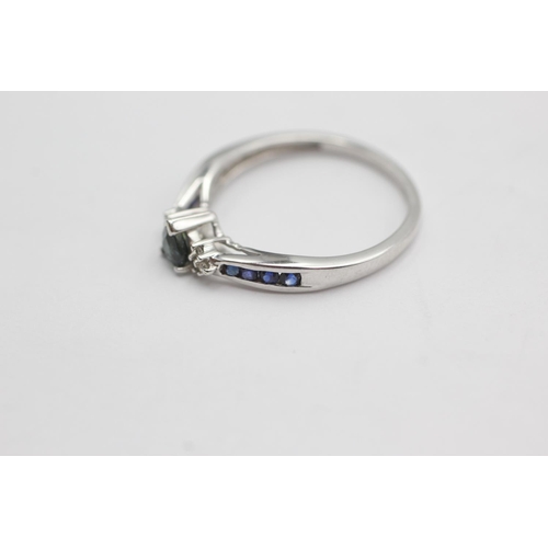 44 - 9ct white gold diamond and sapphire dress ring (1.9g) size P