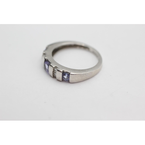 50 - 9ct white gold diamond and tanzanite ring (2.7g) size L