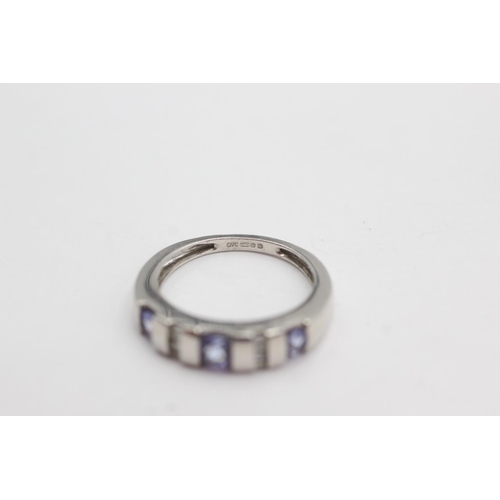 50 - 9ct white gold diamond and tanzanite ring (2.7g) size L