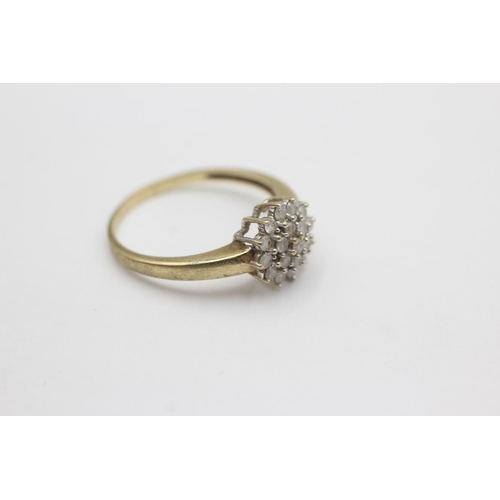 60 - 9ct gold diamond cluster ring (2.4g) size S