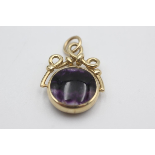 122 - 9ct gold fluorite spinner fob pendant (7g)