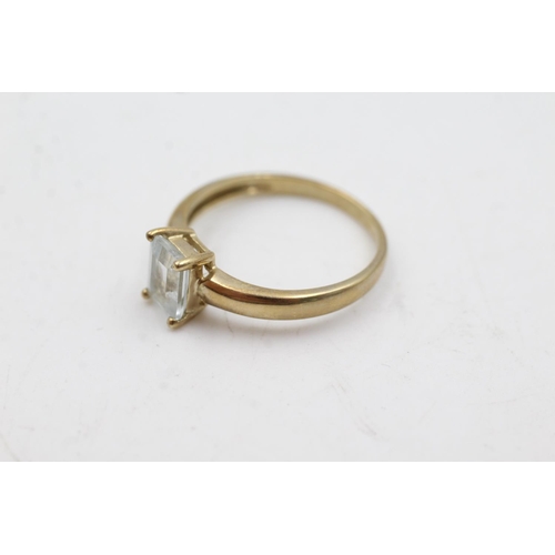 20 - 9ct gold aquamarine ring (2g)  Size Q