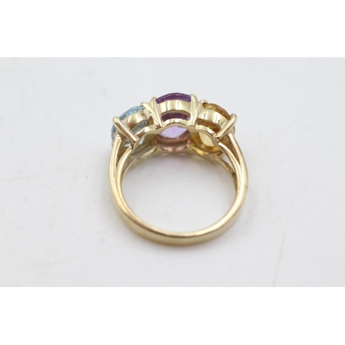 3 - 9ct gold topaz, amethyst & citrine fronted ring (4.8g)  Size N