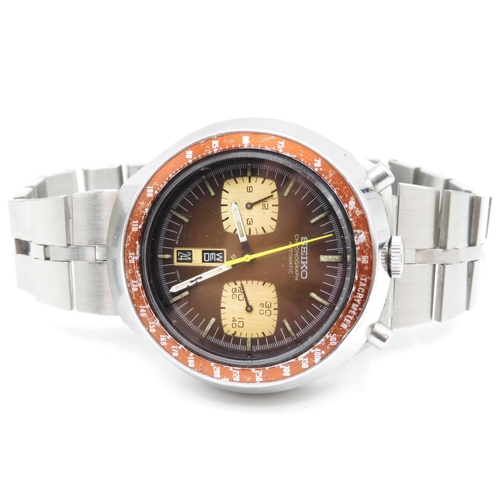 403 - 1970's seiko bullhead chronograph automatic watch fully working chronograph resets, not time tested,... 