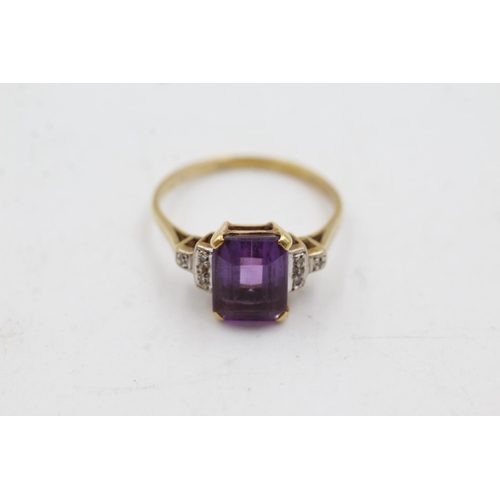 68 - 18ct gold amethyst & diamond ring (3.8g)  Size S