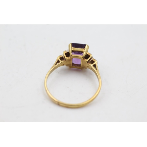 68 - 18ct gold amethyst & diamond ring (3.8g)  Size S