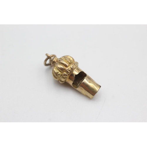 90 - 9ct gold antique whistle pendant (1.6g)