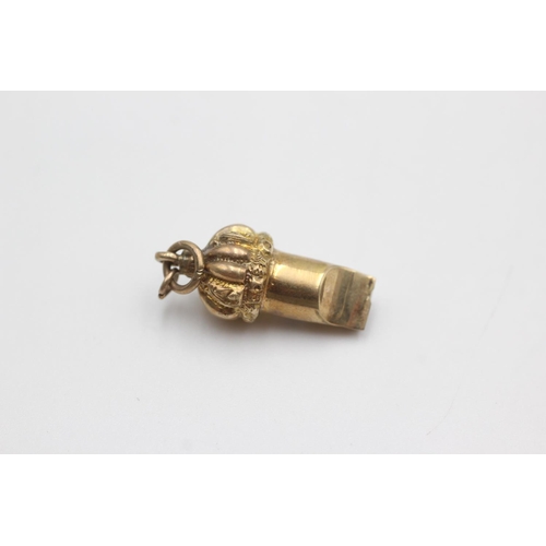 90 - 9ct gold antique whistle pendant (1.6g)