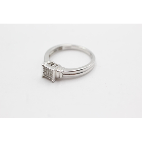 102 - 14ct white gold diamond dress ring (3.1g)  Size O