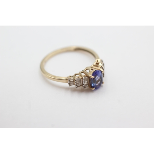 106 - 9ct gold diamond & tanzanite ring (1.8g)  Size O