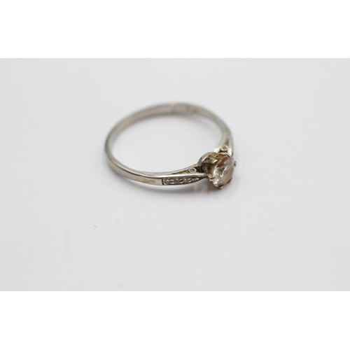 108 - 18ct white gold diamond solitaire ring (2g)  Size N