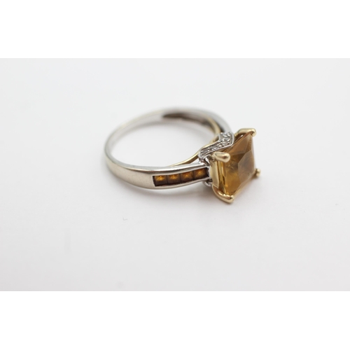 110 - 14ct gold diamond & citrine ring (3.3g)  Size O