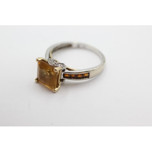 110 - 14ct gold diamond & citrine ring (3.3g)  Size O