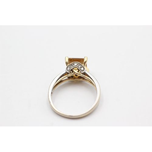 110 - 14ct gold diamond & citrine ring (3.3g)  Size O