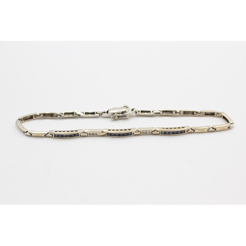 120 - 18ct gold sapphire & diamond detail bracelet (7.6g)