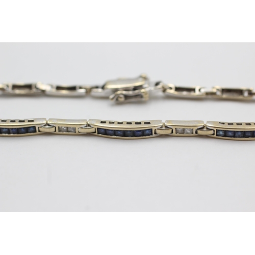 120 - 18ct gold sapphire & diamond detail bracelet (7.6g)