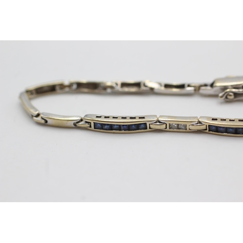 120 - 18ct gold sapphire & diamond detail bracelet (7.6g)