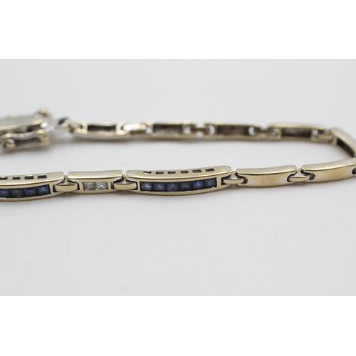 120 - 18ct gold sapphire & diamond detail bracelet (7.6g)