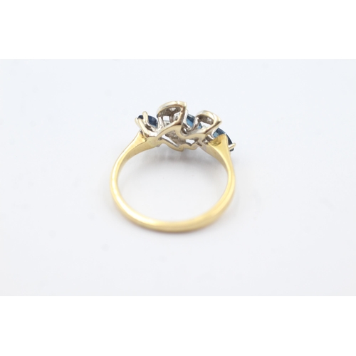 163 - 18ct gold sapphire & diamond ring (2.9g)  Size  K